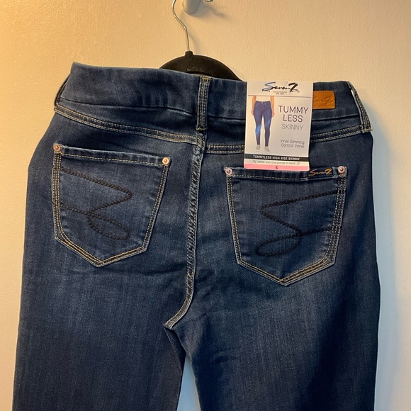 Seven7 Ladies Tummyless High Rise Skinny Jean Dark Blue/McKay Size 6 - Picture 8 of 12